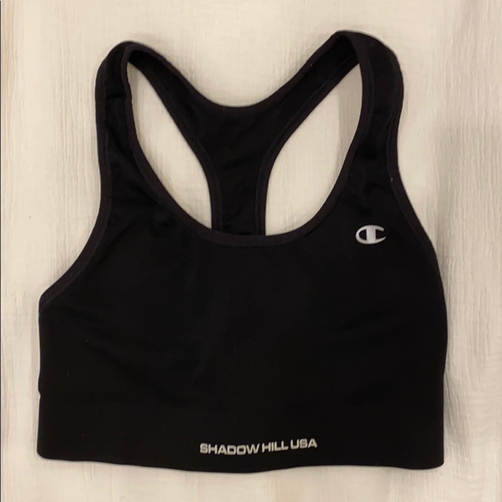 Shadow Hill Black Racerback Sports Bra with Logo Detail